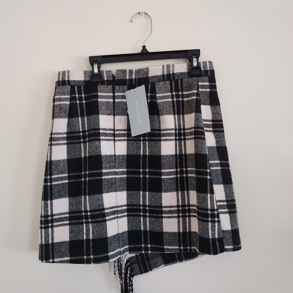 🏷ANTONTO MELANI Georgie Woven Brushed Plaid Fringe High Rise